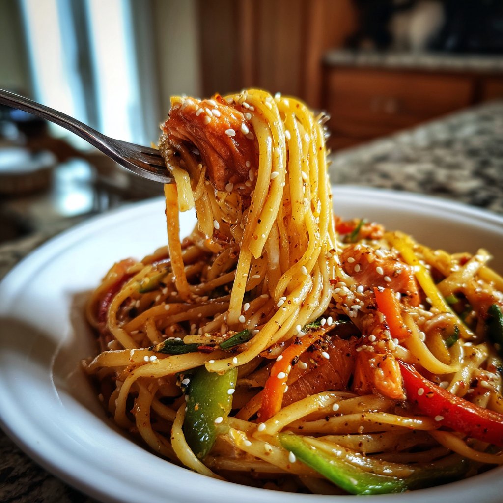 Asian-Inspired Salmon Pasta