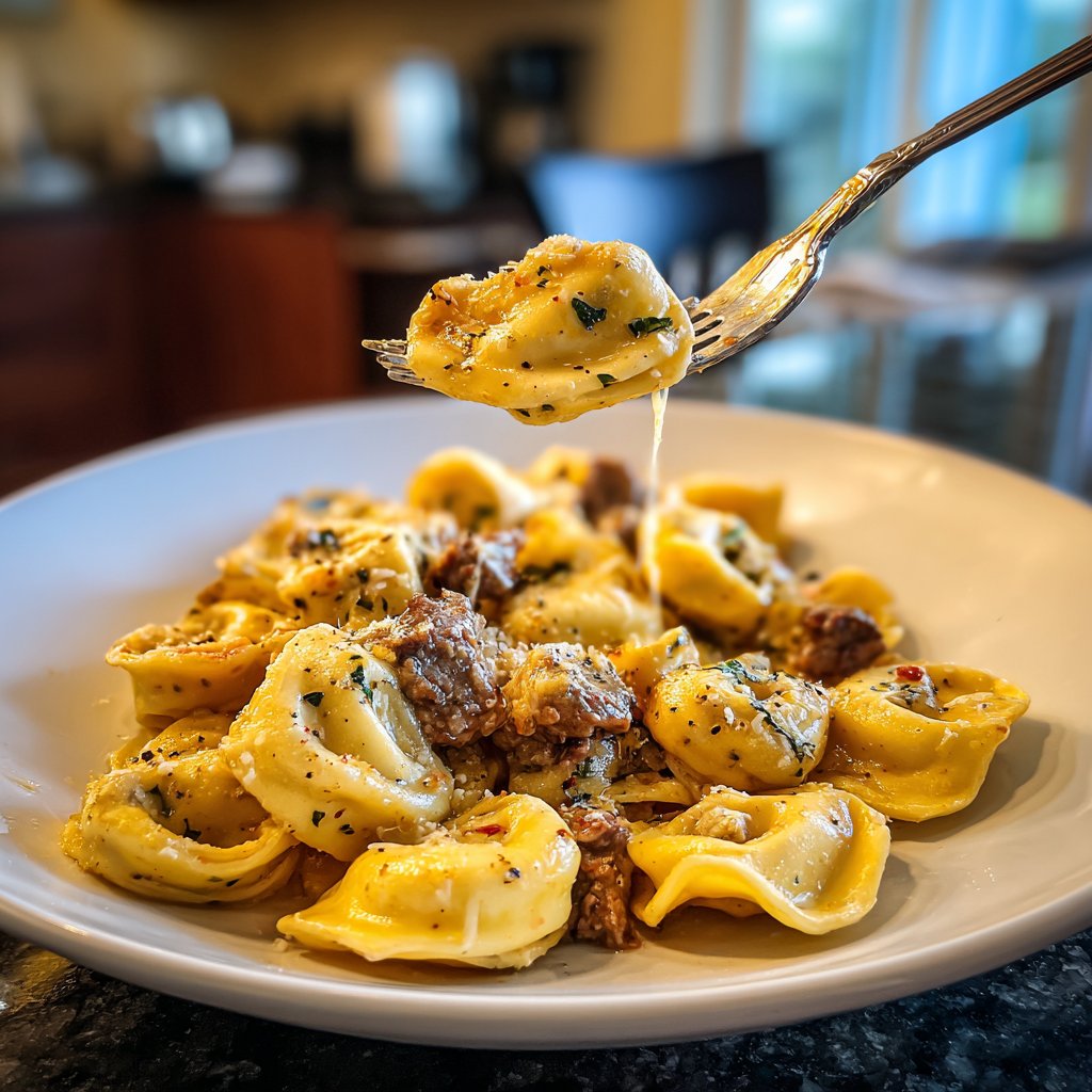 Creamy Tomato Garlic Steak Tortellini